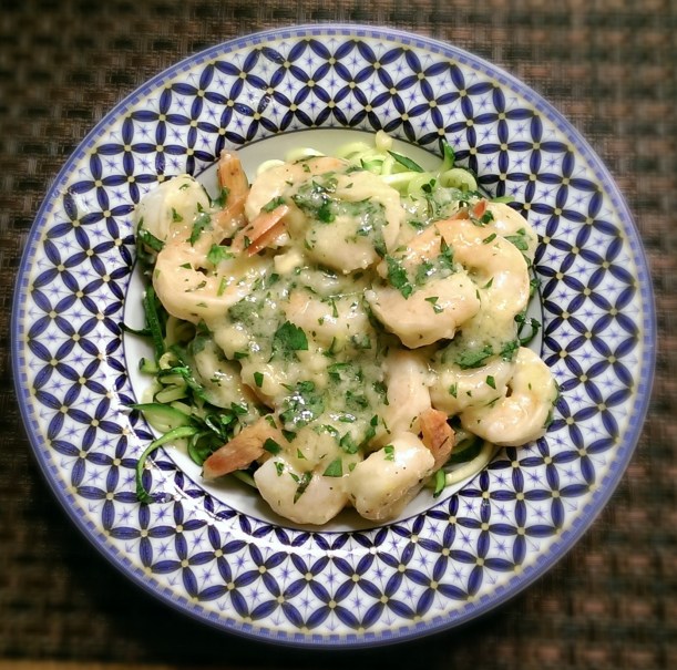 Lemony Zucchini Noodle Shrimp Scampi