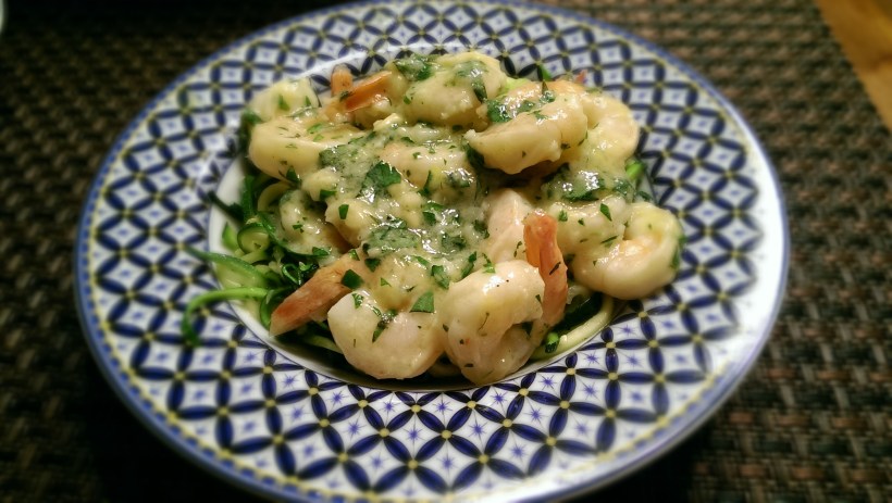 Lemony Zucchini Noodle Shrimp Scampi
